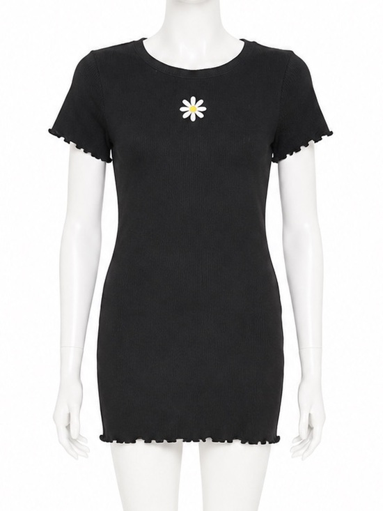 wonder nation Other - Black Daisy-Embroidered Short Sleeve dress size girls large